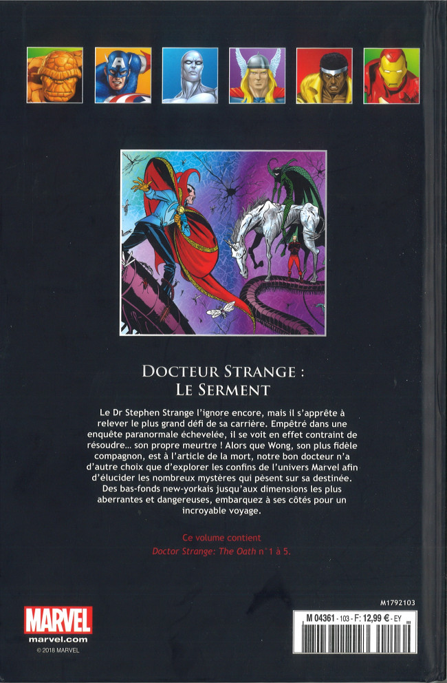 Verso de l'album Marvel Comics - La collection de référence Tome 103 Docteur Strange - Le Serment