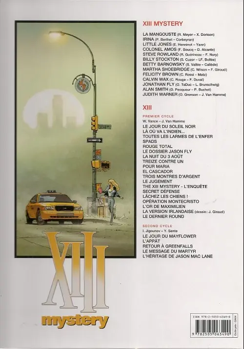Verso de l'album XIII Mystery Tome 9 Felicity Brown