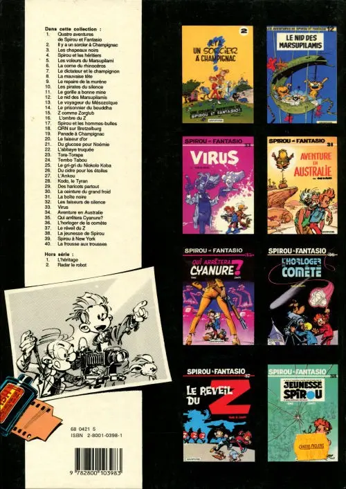 Verso de l'album Spirou et Fantasio Tome 25 Le gri-gri du Niokolo-Koba