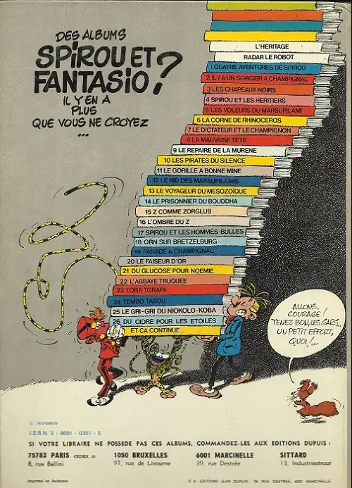 Verso de l'album Spirou et Fantasio Tome 24 Tembo Tabou