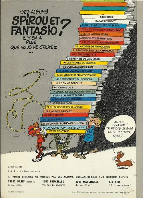 Verso de l'album Spirou et Fantasio Tome 16 L'ombre du Z