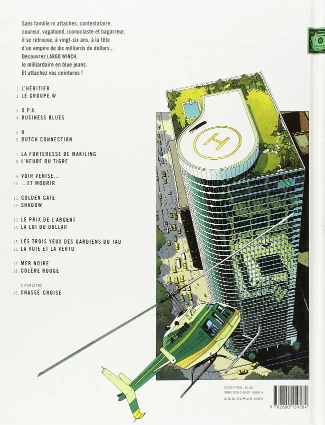 Verso de l'album Largo Winch Tome 14 La loi du dollar