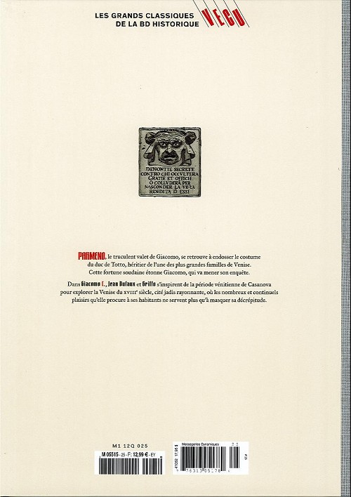 Verso de l'album Les grands Classiques de la BD Historique Vécu - La Collection Tome 26 Giacomo C. - Tome IV : Le Maître et son valet