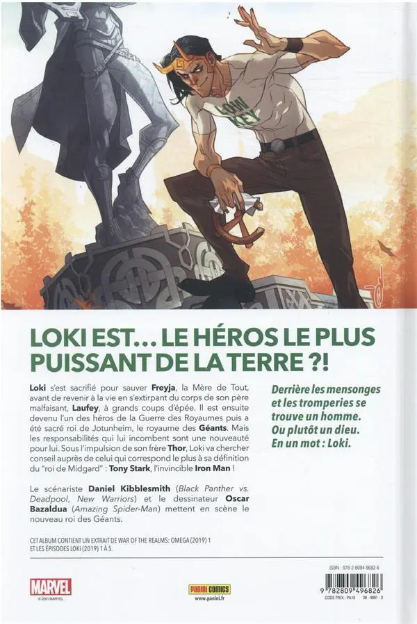 Verso de l'album Loki - Le dieu tombé sur terre