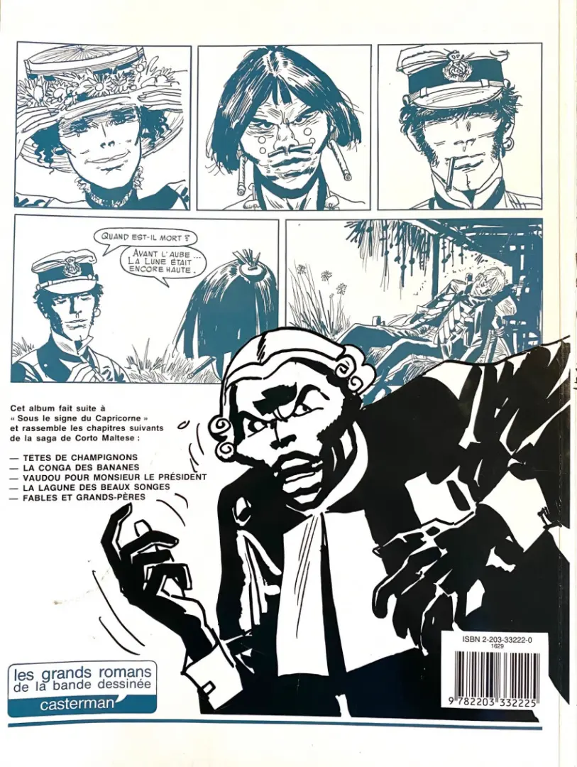 Verso de l'album Corto Maltese Tome 5 Toujours un peu plus loin