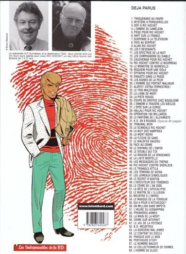 Verso de l'album Ric Hochet Tome 54 Le masque de la terreur