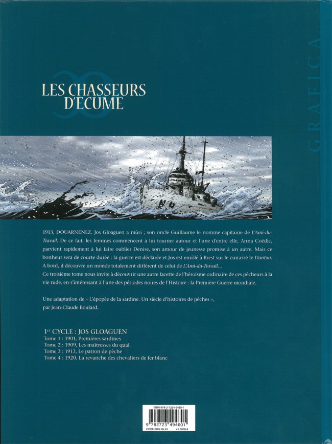 Verso de l'album Les Chasseurs d'écume Tome 3 1913, le patron de pêche