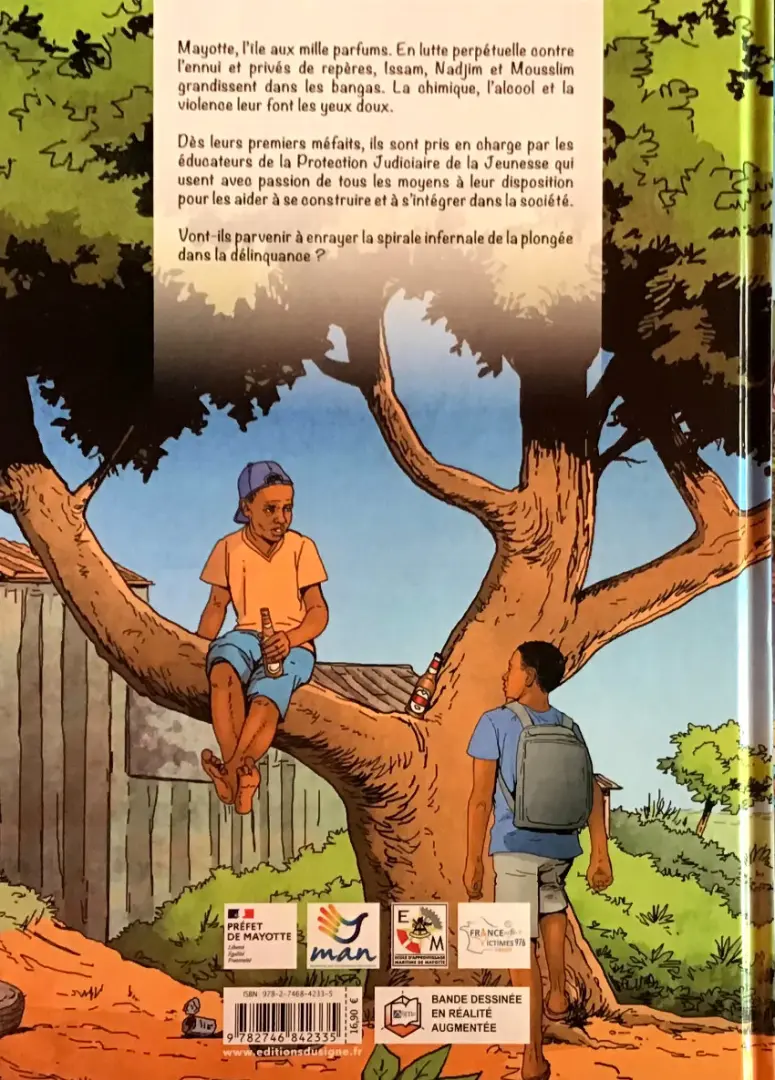 Verso de l'album Les enfants du lagon Protection et justice