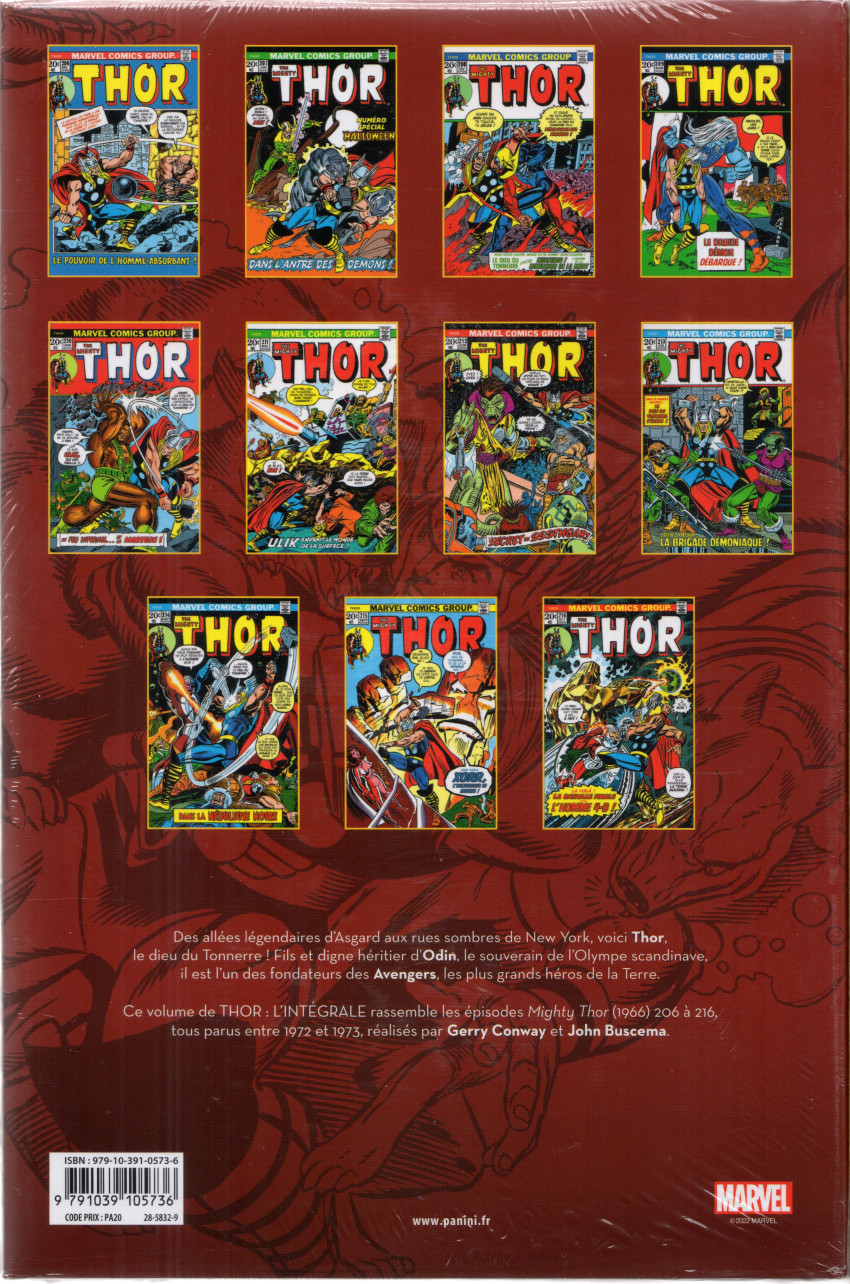 Verso de l'album Thor - L'intégrale Vol. 15 1972-1973