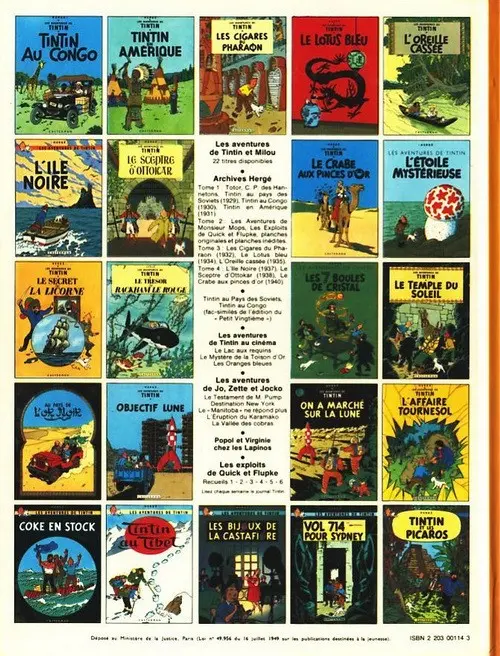 Verso de l'album Tintin Tome 15 Tintin au pays de l'or noir