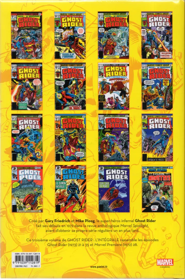 Verso de l'album Ghost Rider - L'intégrale Tome 3 1976-1979