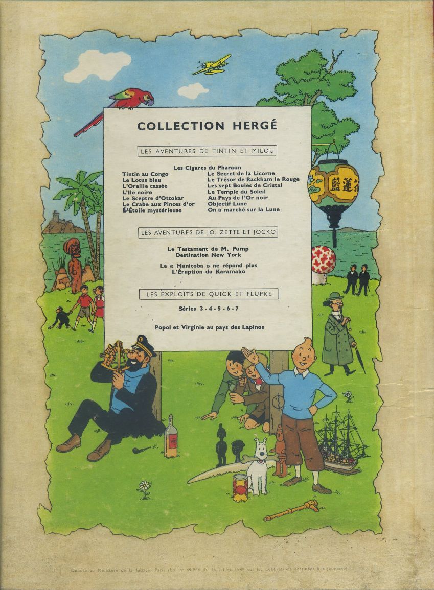 Verso de l'album Tintin Tome 2 Tintin au Congo