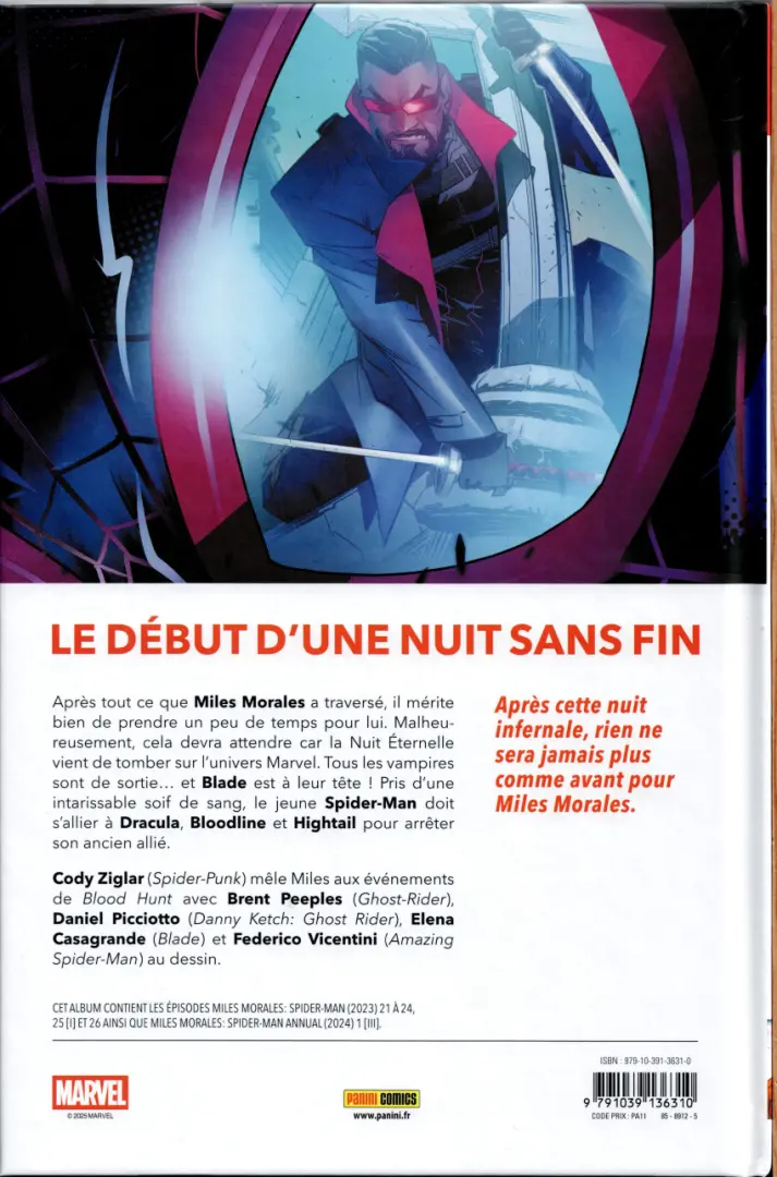Verso de l'album Miles Morales - Spider-Man 5 Blood Hunt