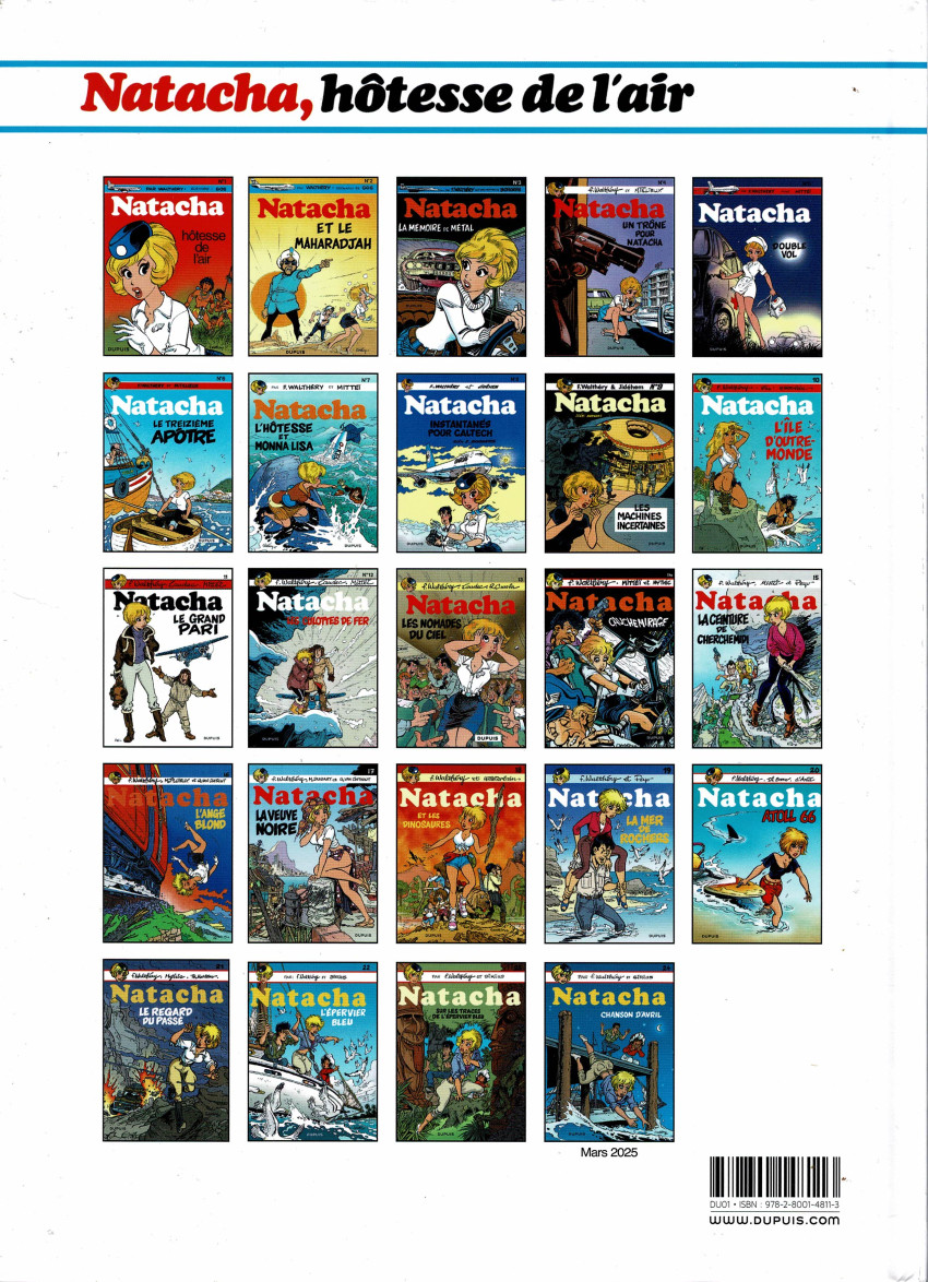 Verso de l'album Natacha Tome 22 l'épervier bleu