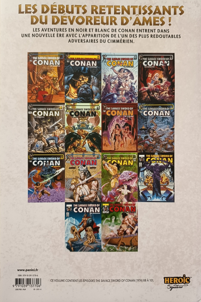 Verso de l'album The Savage sword of Conan Tome 7
