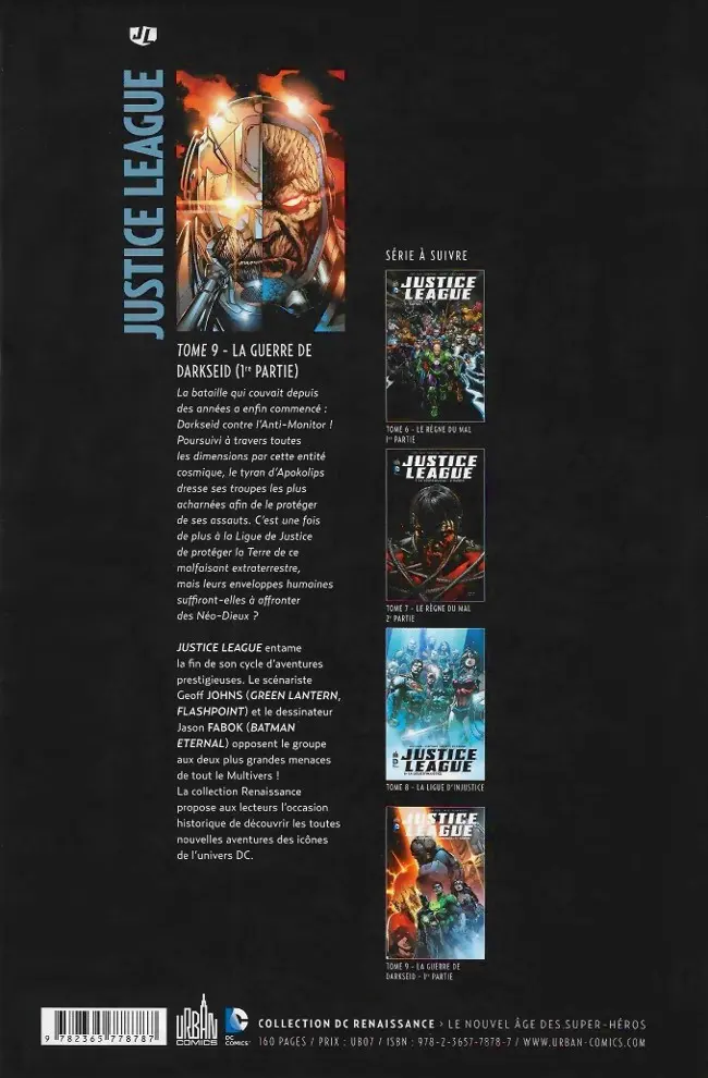 Verso de l'album Justice League Tome 9 La Guerre de Darkseid - 1re partie
