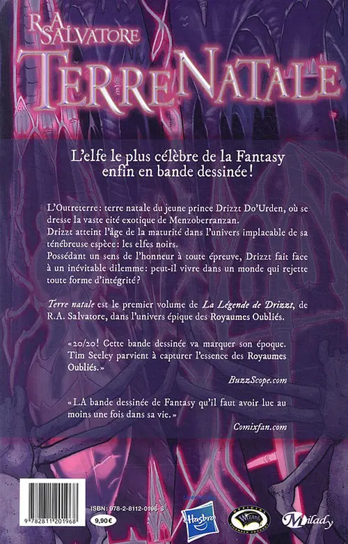 Verso de l'album La Légende de Drizzt Livre I Terre natale