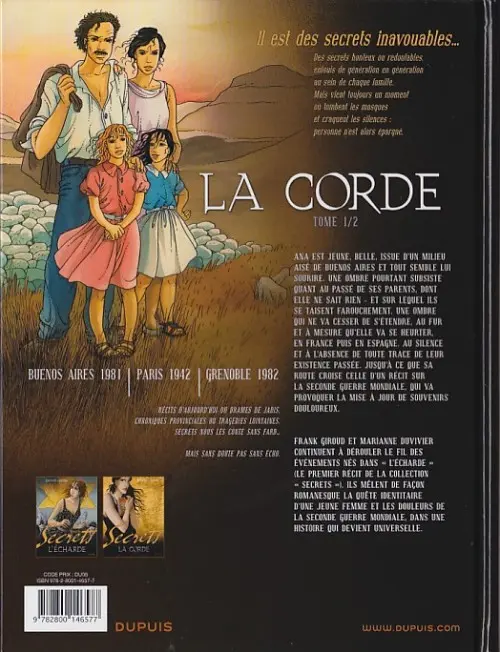 Verso de l'album Secrets - La corde Tome 1/2