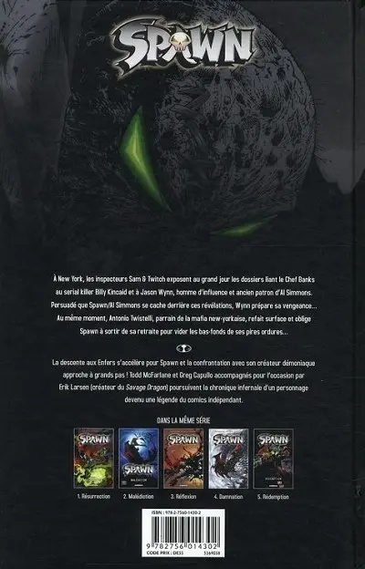 Verso de l'album Spawn Tome 5 Rédemption