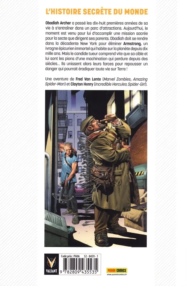 Verso de l'album Archer & Armstrong Vol. 1 Le Michelangelo Code