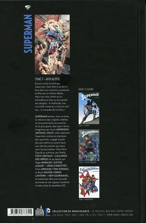 Verso de l'album Superman Tome 3 Apocalypse