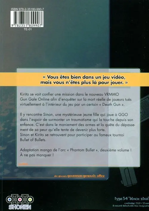Verso de l'album Sword Art Online - Phantom bullet 002