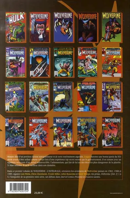 Verso de l'album Wolverine - L'Intégrale Tome 1 1988-1989