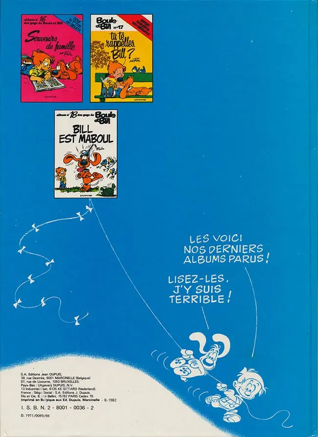 Verso de l'album Boule & Bill Tome 7