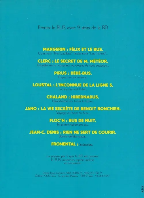 Verso de l'album Félix et le bus UTP