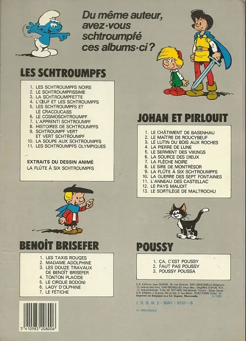 Verso de l'album Johan et Pirlouit Tome 7 La flèche noire