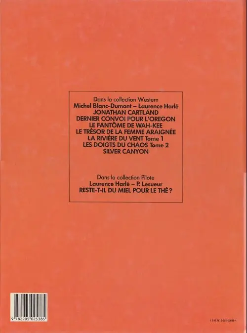 Verso de l'album Jonathan Cartland Tome 7 Silver canyon