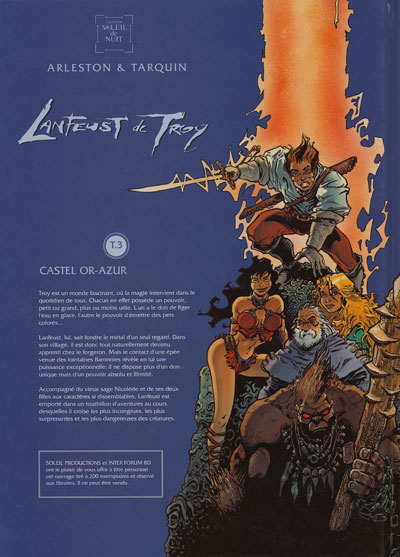 Verso de l'album Lanfeust de Troy Tome 3 Castel Or-Azur