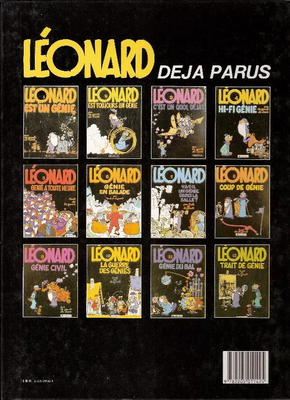 Verso de l'album Léonard Tome 1 Léonard est un génie