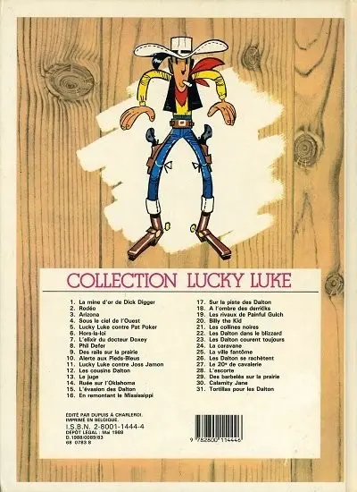 Verso de l'album Lucky Luke Tome 4 Sous le ciel de l'Ouest