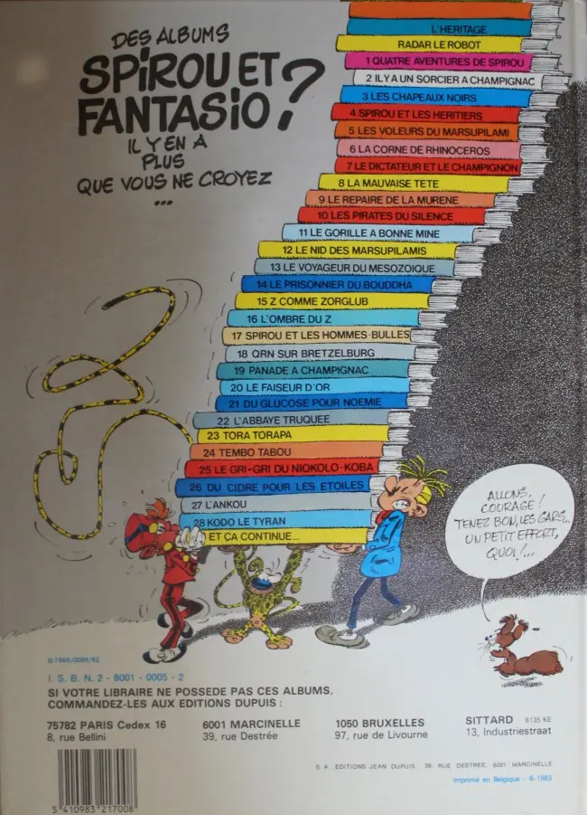 Verso de l'album Spirou et Fantasio Tome 3 Les chapeaux noirs