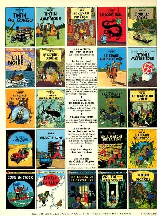 Verso de l'album Tintin Tome 2 Tintin au Congo