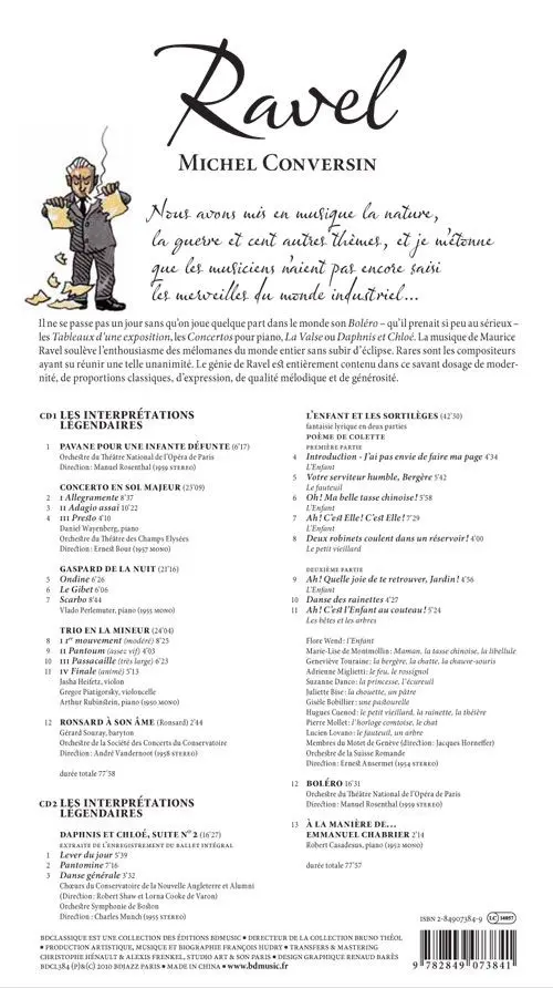 Verso de l'album BD Classique Tome 8 Ravel