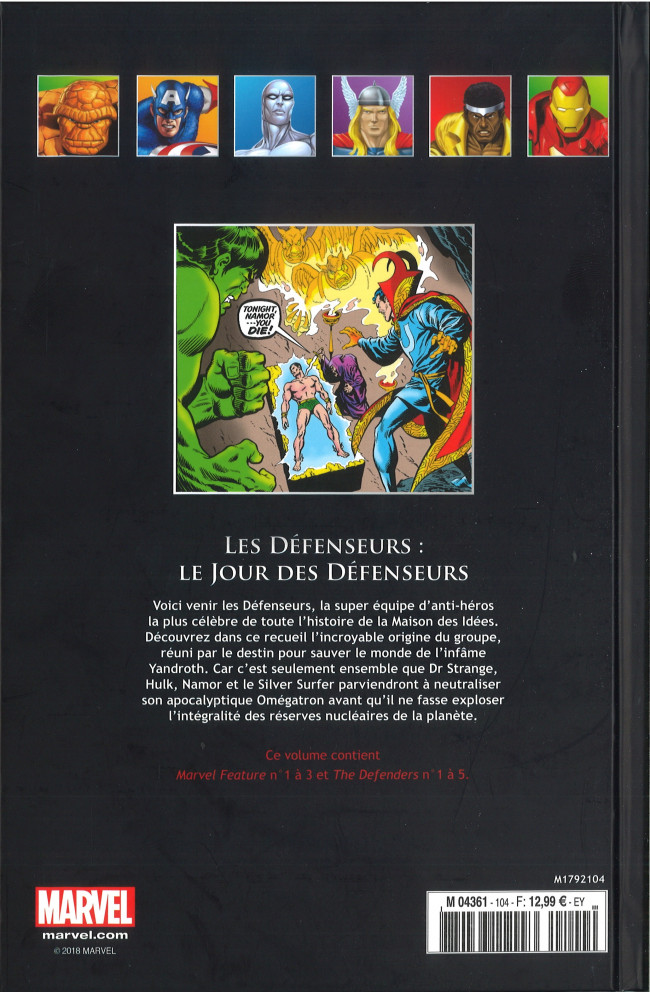 Verso de l'album Marvel Comics - La collection de référence Tome 104 Les Défenseurs - Le Jour des Défenseurs