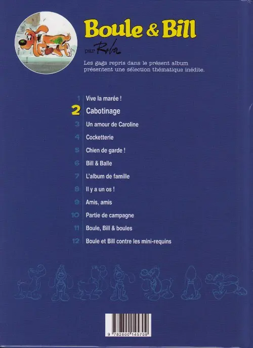 Verso de l'album Boule & Bill Tome 2 Cabotinage