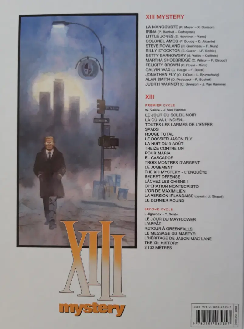 Verso de l'album XIII Mystery Tome 10 Calvin Wax