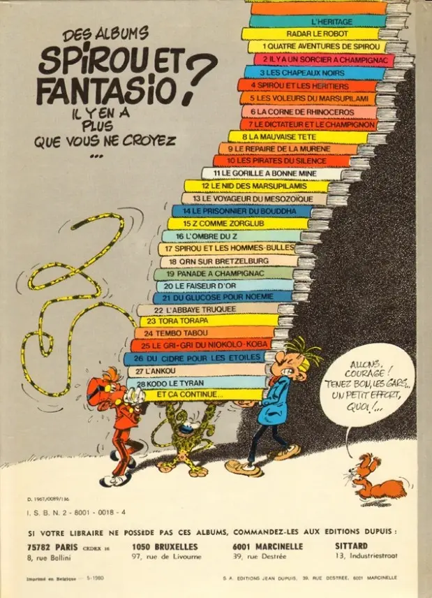 Verso de l'album Spirou et Fantasio Tome 16 L'ombre du Z