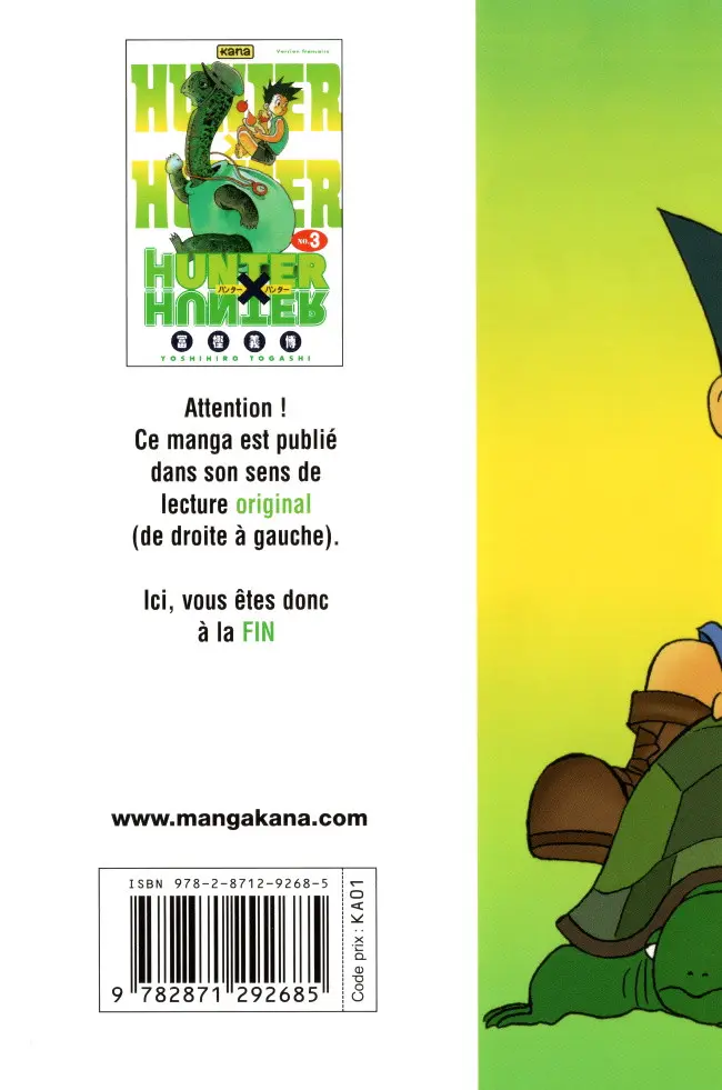 Verso de l'album Hunter X Hunter N° 3