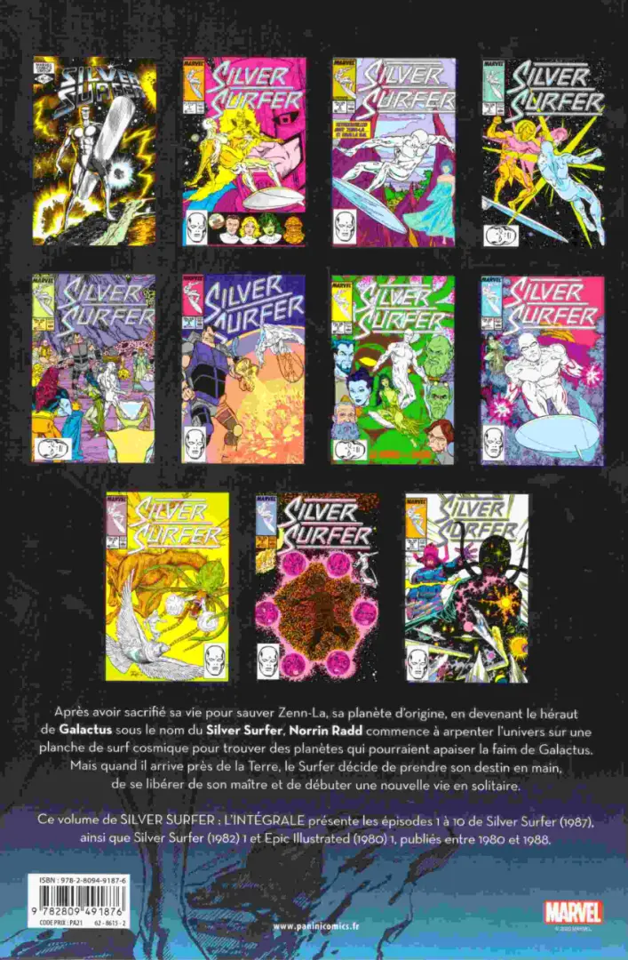 Verso de l'album Silver Surfer - L'intégrale Tome 3 1980-1988