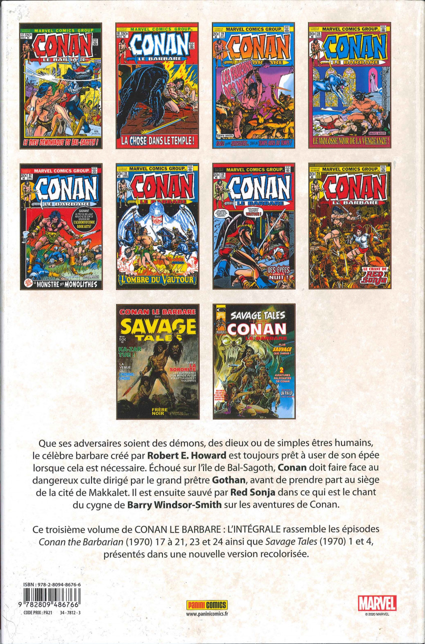 Verso de l'album Conan le barbare : l'intégrale 3 1972-1973
