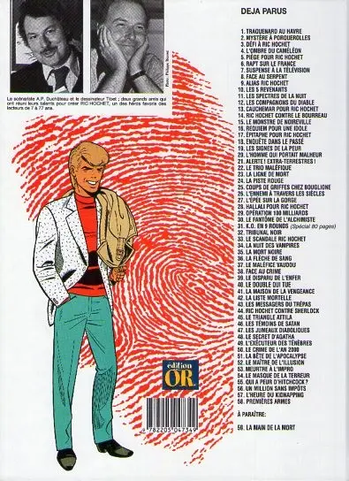 Verso de l'album Ric Hochet Tome 18 Enquête dans le passé