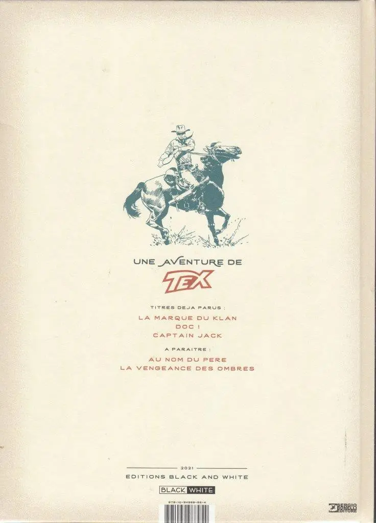 Verso de l'album Tex 3 Captain Jack