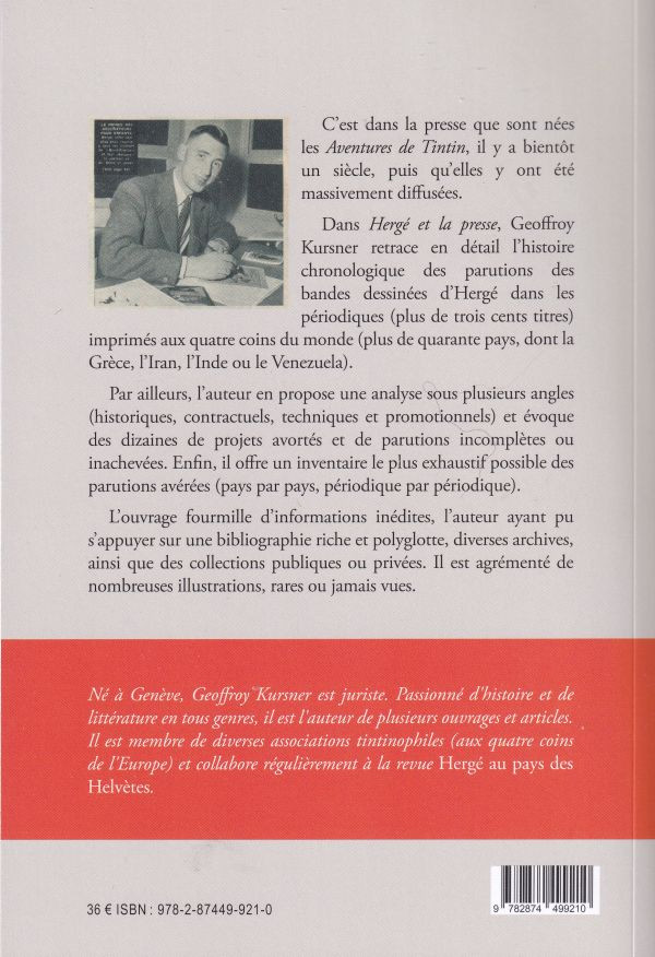 Verso de l'album Hergé et la Presse Ses bandes dessinées dans les journaux du monde entier