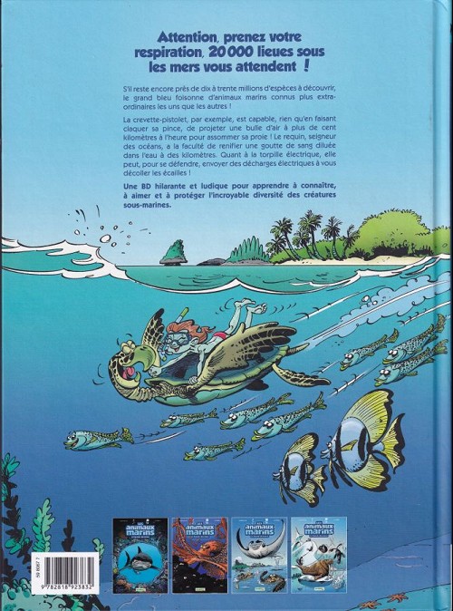 Verso de l'album Les Animaux marins en bande dessinée Tome 1