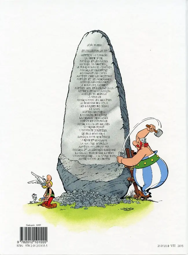 Verso de l'album Astérix Tome 23 Obélix et compagnie