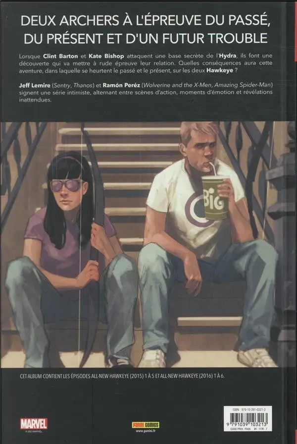 Verso de l'album All-New Hawkeye Les Deux Hawkeye